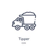 Lineair kipperspictogram van de inzameling van het Bouwoverzicht De dunne die vector van de lijnkipper op witte achtergrond wordt stock illustratie Lineair kipperspictogram van de inzameling van het Bouwoverzicht De dunne die vector van de lijnkipper op witte achtergrond wordt stock illustratie