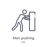 Lineair mensen duwend pictogram van de inzameling van het Gedragsoverzicht Dunne die lijnmens het duwen vector op witte achtergro stock illustratie Lineair mensen duwend pictogram van de inzameling van het Gedragsoverzicht Dunne die lijnmens het duwen vector op witte achtergro stock illustratie