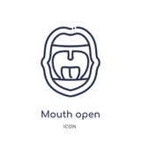 Lineair mond open pictogram van de Menselijke inzameling van het lichaamsdelenoverzicht Het dunne open die pictogram van de lijnm vector illustratie Lineair mond open pictogram van de Menselijke inzameling van het lichaamsdelenoverzicht Het dunne open die pictogram van de lijnm vector illustratie