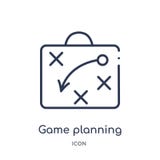 Lineair spel planningspictogram van de Amerikaanse inzameling van het voetbaloverzicht Dunne die lijnspel planningsvector op witt vector illustratie Lineair spel planningspictogram van de Amerikaanse inzameling van het voetbaloverzicht Dunne die lijnspel planningsvector op witt vector illustratie