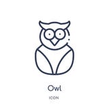 Lineair uilpictogram van de inzameling van het Onderwijsoverzicht De dunne vector van de lijnuil die op witte achtergrond wordt g stock illustratie Lineair uilpictogram van de inzameling van het Onderwijsoverzicht De dunne vector van de lijnuil die op witte achtergrond wordt g stock illustratie