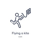 Lineair vliegend een vliegerpictogram van Activiteit en van het hobbysoverzicht inzameling Dunne lijn die die een vliegervector v royalty-vrije illustratie Lineair vliegend een vliegerpictogram van Activiteit en van het hobbysoverzicht inzameling Dunne lijn die die een vliegervector v royalty-vrije illustratie