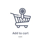 Linear add to cart icon from Commerce outline collection. Thin line add to cart icon isolated on white background. add to cart stock illustration Linear add to cart icon from Commerce outline collection. Thin line add to cart icon isolated on white background. add to cart stock illustration