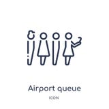 Linear airport queue icon from Airport terminal outline collection. Thin line airport queue vector isolated on white background. royalty free illustration Linear airport queue icon from Airport terminal outline collection. Thin line airport queue vector isolated on white background. royalty free illustration