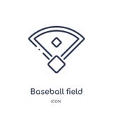 Linear baseball field icon from Free time outline collection. Thin line baseball field vector isolated on white background. royalty free illustration Linear baseball field icon from Free time outline collection. Thin line baseball field vector isolated on white background. royalty free illustration