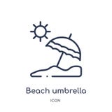 Linear beach umbrella icon from Accommodation outline collection. Thin line beach umbrella icon isolated on white background. royalty free illustration Linear beach umbrella icon from Accommodation outline collection. Thin line beach umbrella icon isolated on white background. royalty free illustration
