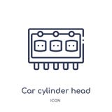 Linear car cylinder head icon from Car parts outline collection. Thin line car cylinder head vector isolated on white background. stock illustration Linear car cylinder head icon from Car parts outline collection. Thin line car cylinder head vector isolated on white background. stock illustration