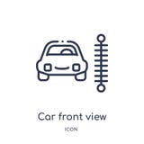 Linear car front view beside a traffic meter icon from Mechanicons outline collection. Thin line car front view beside a traffic stock illustration Linear car front view beside a traffic meter icon from Mechanicons outline collection. Thin line car front view beside a traffic stock illustration