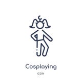 Linear cosplaying icon from Activity and hobbies outline collection. Thin line cosplaying vector isolated on white background. vector illustration Linear cosplaying icon from Activity and hobbies outline collection. Thin line cosplaying vector isolated on white background. vector illustration