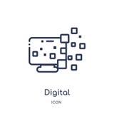 Linear digital transformation icon from General outline collection. Thin line digital transformation icon isolated on white