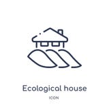 Linear ecological house icon from Ecology outline collection. Thin line ecological house vector isolated on white background. stock illustration Linear ecological house icon from Ecology outline collection. Thin line ecological house vector isolated on white background. stock illustration