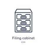 Linear filing cabinet icon from General outline collection. Thin line filing cabinet icon isolated on white background. filing royalty free illustration Linear filing cabinet icon from General outline collection. Thin line filing cabinet icon isolated on white background. filing royalty free illustration