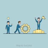 Linear Flat Way to Success man lamp idea cogwheel vector illustration Linear Flat Way to Success man lamp idea cogwheel vector illustration