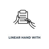linear hand with checklist on clip board, contour trend simple graphic design on white, of marketing question or answer check box stock illustration linear hand with checklist on clip board, contour trend simple graphic design on white, of marketing question or answer check box stock illustration