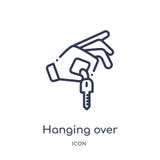 Linear hanging over the key icon from Gestures outline collection. Thin line hanging over the key icon isolated on white vector illustration Linear hanging over the key icon from Gestures outline collection. Thin line hanging over the key icon isolated on white vector illustration