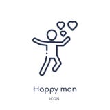 Linear happy man icon from Humans outline collection. Thin line happy man icon isolated on white background. happy man trendy vector illustration Linear happy man icon from Humans outline collection. Thin line happy man icon isolated on white background. happy man trendy vector illustration
