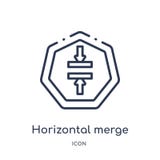 Linear horizontal merge icon from Arrows outline collection. Thin line horizontal merge vector isolated on white background. royalty free illustration Linear horizontal merge icon from Arrows outline collection. Thin line horizontal merge vector isolated on white background. royalty free illustration