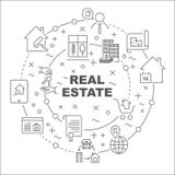 Linear illustration for presentations in the round. Real Estate theme. Editable Stroke Stock Photo Linear illustration for presentations in the round. Real Estate theme. Editable Stroke Stock Photo