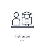 Linear instructor icon from Elearning and education outline collection. Thin line instructor vector isolated on white background. vector illustration Linear instructor icon from Elearning and education outline collection. Thin line instructor vector isolated on white background. vector illustration