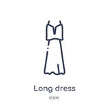 Linear long dress icon from Fashion outline collection. Thin line long dress icon isolated on white background. long dress trendy royalty free illustration Linear long dress icon from Fashion outline collection. Thin line long dress icon isolated on white background. long dress trendy royalty free illustration
