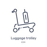 Linear luggage trolley icon from Airport terminal outline collection. Thin line luggage trolley vector isolated on white stock illustration Linear luggage trolley icon from Airport terminal outline collection. Thin line luggage trolley vector isolated on white stock illustration