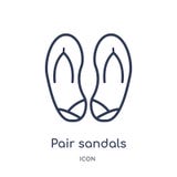 Linear pair sandals icon from Fashion outline collection. Thin line pair sandals icon isolated on white background. pair sandals vector illustration Linear pair sandals icon from Fashion outline collection. Thin line pair sandals icon isolated on white background. pair sandals vector illustration