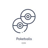 Linear pokeballs icon from Entertainment and arcade outline collection. Thin line pokeballs vector isolated on white background. royalty free illustration Linear pokeballs icon from Entertainment and arcade outline collection. Thin line pokeballs vector isolated on white background. royalty free illustration