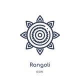 Linear rangoli icon from India and holi outline collection. Thin line rangoli icon isolated on white background. rangoli trendy royalty free illustration Linear rangoli icon from India and holi outline collection. Thin line rangoli icon isolated on white background. rangoli trendy royalty free illustration