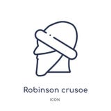 Linear robinson crusoe icon from Education outline collection. Thin line robinson crusoe vector isolated on white background. stock illustration Linear robinson crusoe icon from Education outline collection. Thin line robinson crusoe vector isolated on white background. stock illustration
