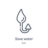 Linear save water icon from Ecology outline collection. Thin line save water vector isolated on white background. save water vector illustration Linear save water icon from Ecology outline collection. Thin line save water vector isolated on white background. save water vector illustration