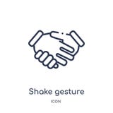 Linear shake gesture icon from Hands and guestures outline collection. Thin line shake gesture icon isolated on white background. stock illustration Linear shake gesture icon from Hands and guestures outline collection. Thin line shake gesture icon isolated on white background. stock illustration
