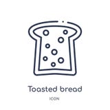 Linear toasted bread icon from Bistro and restaurant outline collection. Thin line toasted bread vector isolated on white vector illustration Linear toasted bread icon from Bistro and restaurant outline collection. Thin line toasted bread vector isolated on white vector illustration