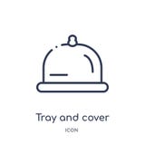 Linear tray and cover icon from Bistro and restaurant outline collection. Thin line tray and cover vector isolated on white stock illustration Linear tray and cover icon from Bistro and restaurant outline collection. Thin line tray and cover vector isolated on white stock illustration