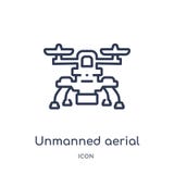 Linear unmanned aerial vehicle icon from Artificial intellegence and future technology outline collection. Thin line unmanned royalty free illustration Linear unmanned aerial vehicle icon from Artificial intellegence and future technology outline collection. Thin line unmanned royalty free illustration