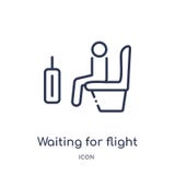 Linear waiting for flight icon from Airport terminal outline collection. Thin line waiting for flight vector isolated on white royalty free illustration Linear waiting for flight icon from Airport terminal outline collection. Thin line waiting for flight vector isolated on white royalty free illustration