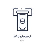 Linear withdrawal icon from Ecommerce and payment outline collection. Thin line withdrawal vector isolated on white background. royalty free illustration Linear withdrawal icon from Ecommerce and payment outline collection. Thin line withdrawal vector isolated on white background. royalty free illustration