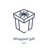 Lineare eingewickelte Geschenkbox mit Bandikone von der Handelsentwurfssammlung Dünne Linie wickelte Geschenkbox mit der Bandikon lizenzfreie abbildung Lineare eingewickelte Geschenkbox mit Bandikone von der Handelsentwurfssammlung Dünne Linie wickelte Geschenkbox mit der Bandikon lizenzfreie abbildung
