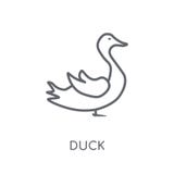 Lineare Ikone der Ente Modernes Entwurf Enten-Logokonzept auf weißer Rückseite lizenzfreie abbildung Lineare Ikone der Ente Modernes Entwurf Enten-Logokonzept auf weißer Rückseite lizenzfreie abbildung