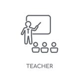 Lineare Ikone des Lehrers Modernes Entwurf Lehrer-Logokonzept auf Whit stock abbildung Lineare Ikone des Lehrers Modernes Entwurf Lehrer-Logokonzept auf Whit stock abbildung