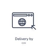 Lineare Lieferung durch Websiteikone von der Lieferung und von der logistischen Entwurfssammlung Dünne Linie Lieferung durch den stock abbildung Lineare Lieferung durch Websiteikone von der Lieferung und von der logistischen Entwurfssammlung Dünne Linie Lieferung durch den stock abbildung