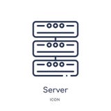 Lineare Serverikone von der Entwurfssammlung der elektronischen Geräte Dünnes Leitungsservervektor lokalisiert auf weißem Hinterg vektor abbildung Lineare Serverikone von der Entwurfssammlung der elektronischen Geräte Dünnes Leitungsservervektor lokalisiert auf weißem Hinterg vektor abbildung
