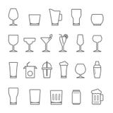 Lines icon set - glass and beverage royalty free illustration Lines icon set - glass and beverage royalty free illustration