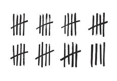 Lines or sticks hand drawn with brush strokes sorted by four and crossed out. Simple mathematical count visualization royalty free illustration Lines or sticks hand drawn with brush strokes sorted by four and crossed out. Simple mathematical count visualization royalty free illustration
