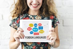 Lingue straniere di comunicazione che accolgono concetto mondiale fotografie stock Lingue straniere di comunicazione che accolgono concetto mondiale fotografie stock