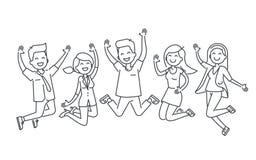 Linha de salto ilustração dos povos felizes isolada no fundo branco ilustração royalty free Linha de salto ilustração dos povos felizes isolada no fundo branco ilustração royalty free