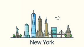 Linha lisa bandeira de New York ilustração stock Linha lisa bandeira de New York ilustração stock
