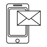 Linha tecnologia do smartphone com mensagem de e-mail eletrônica ilustração stock Linha tecnologia do smartphone com mensagem de e-mail eletrônica ilustração stock