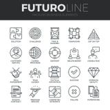 Linha ícones de Futuro dos elementos do negócio ajustados Linha ícones de Futuro dos elementos do negócio ajustados