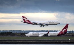 Linhas aéreas de QANTAS em Sydney International Airport fotografia de stock royalty free Linhas aéreas de QANTAS em Sydney International Airport fotografia de stock royalty free