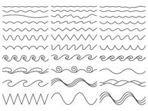 linia falistego Wiggly granica wyginająca się, morze fala bezszwowa kłębi się ocean fal wektoru ilustracji set, i ilustracja wektor linia falistego Wiggly granica wyginająca się, morze fala bezszwowa kłębi się ocean fal wektoru ilustracji set, i ilustracja wektor